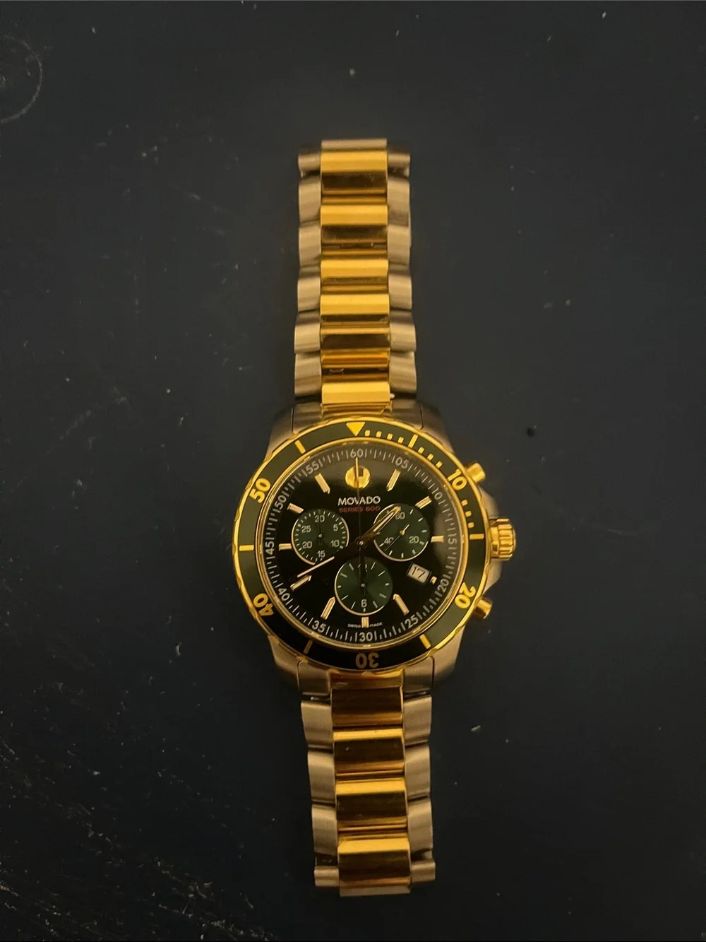 Movado Gold and Green Two-Tone Chronograph Watch series 800